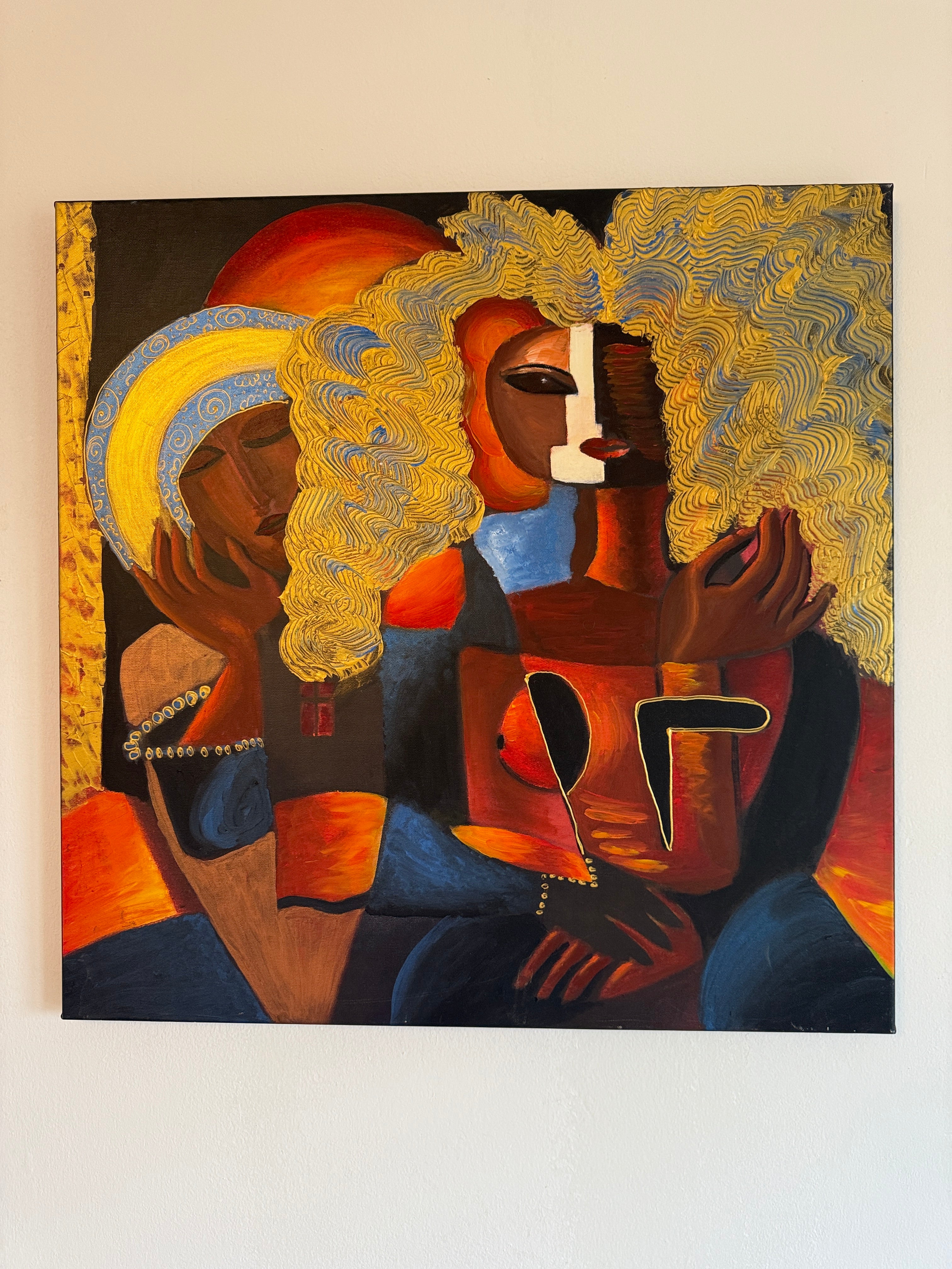 Modernes Acryl Gemälde auf Leinwand Original abstrakte Frauen 60x60cm