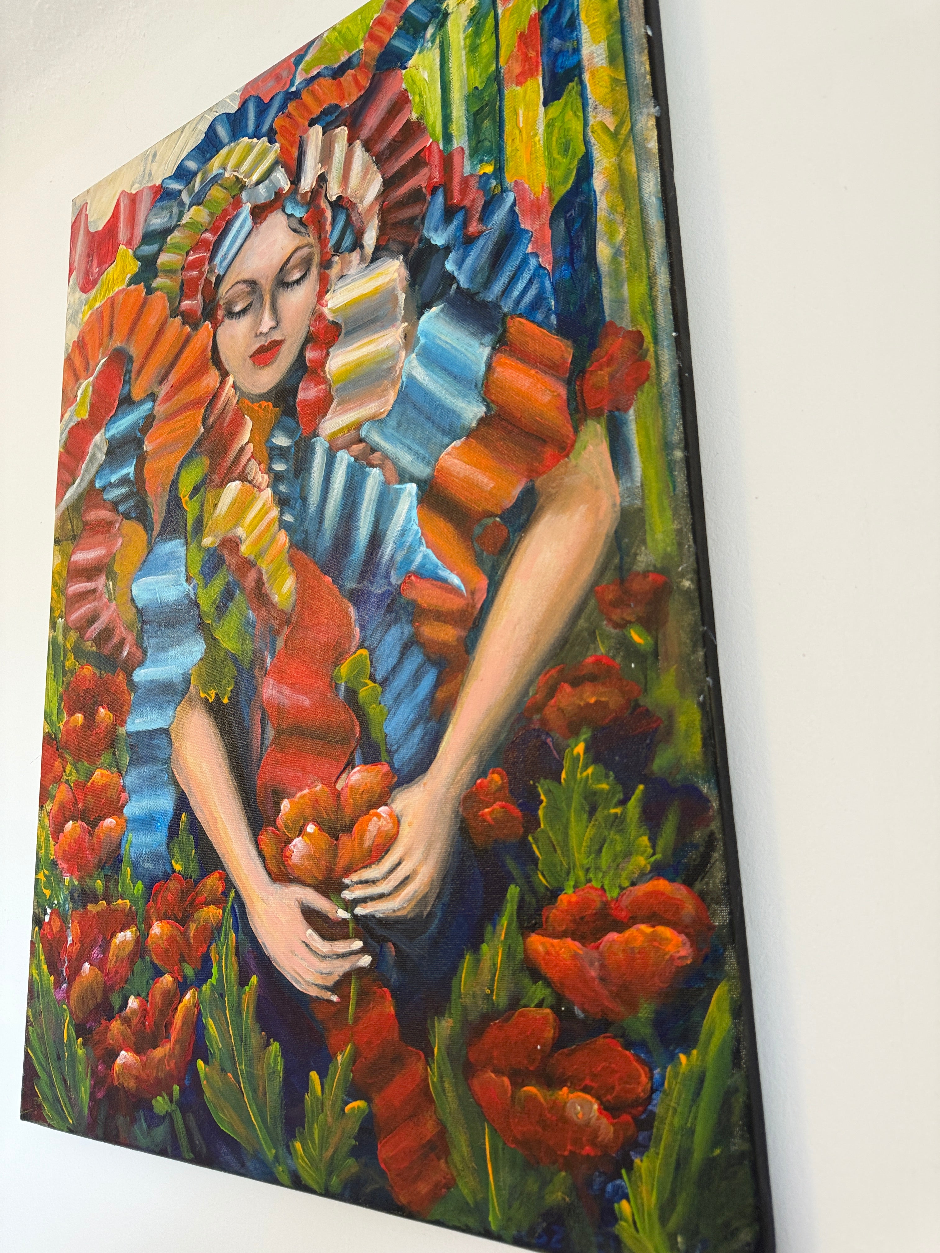 Original Ölgemälde – „The Poppy Lady“ – Teresa Kluszczyńska – 70×50 cm