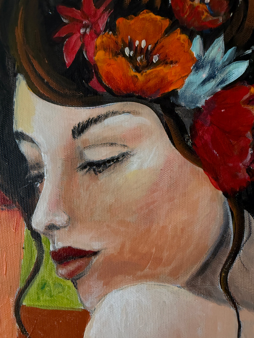 Original Acrylgemälde – Teresa Kluszczynska „Na ławeczce“ – 60×60 cm