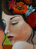 Original Acrylgemälde – Teresa Kluszczynska „Na ławeczce“ – 60×60 cm