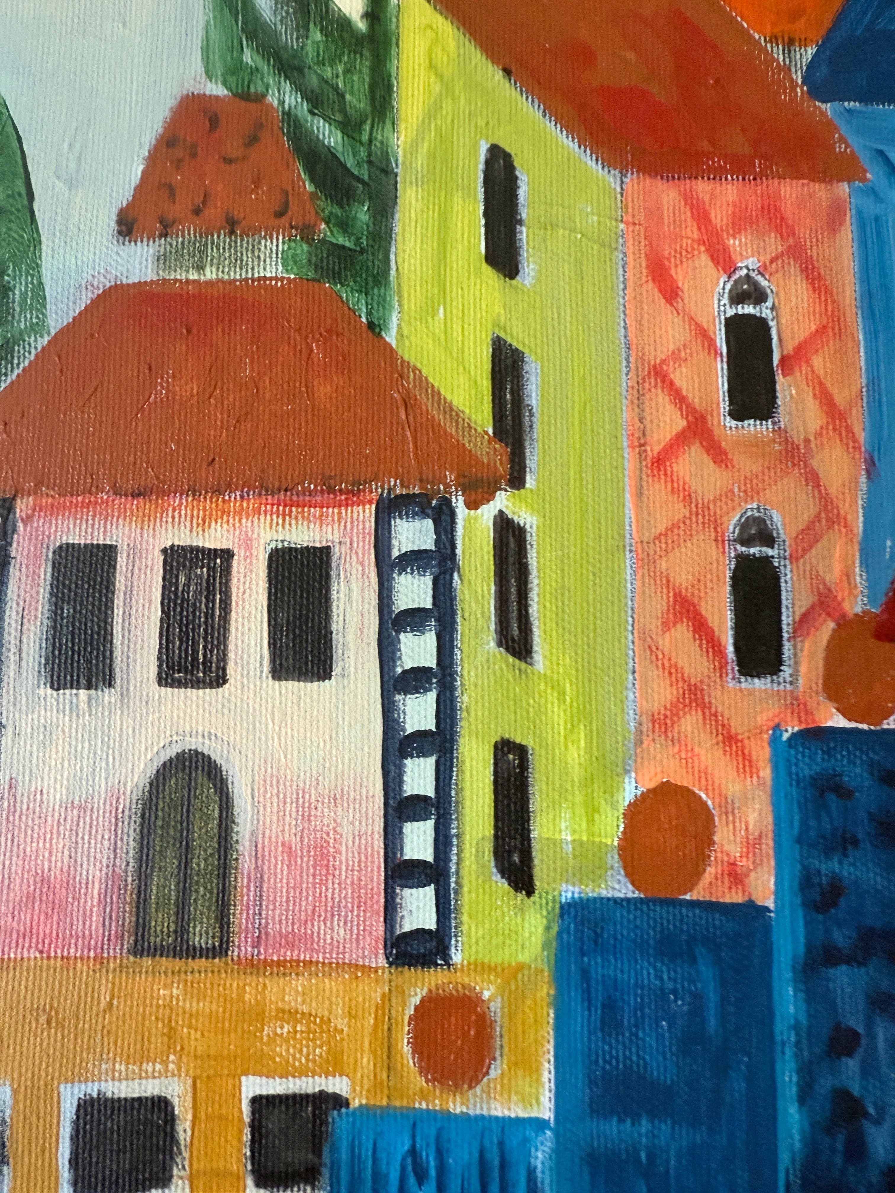 Original Acrylgemälde – Teresa Kluszczynska „Na ławeczce“ – 60×60 cm