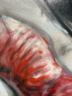 Original Ölbild auf Leinwand – Rote Lippen Frau, Moderne Wanddeko 50x60cm