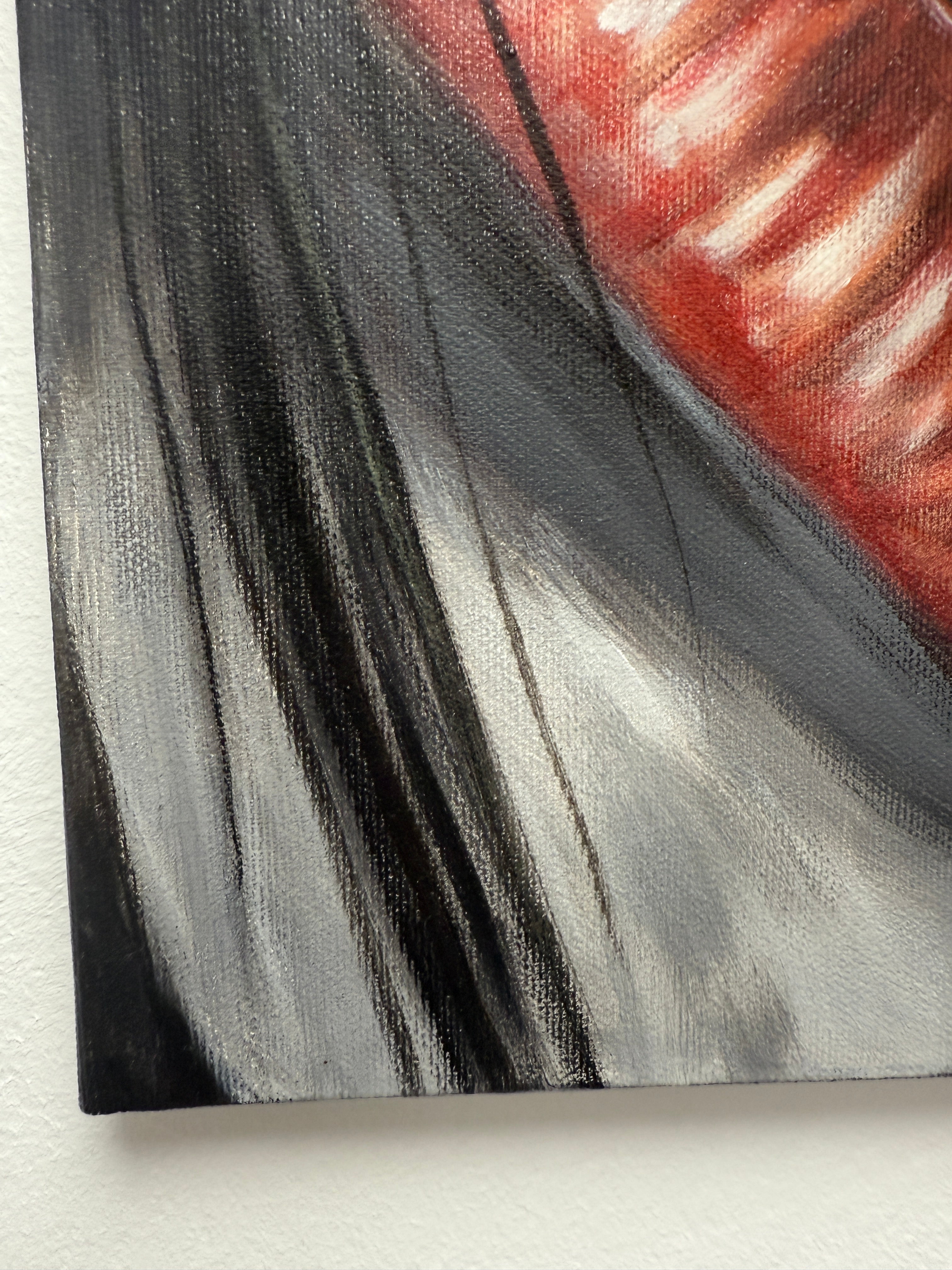 Original Ölbild auf Leinwand – Rote Lippen Frau, Moderne Wanddeko 50x60cm