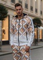 Herren Trainingsanzug – White & Gold Imperial Pattern