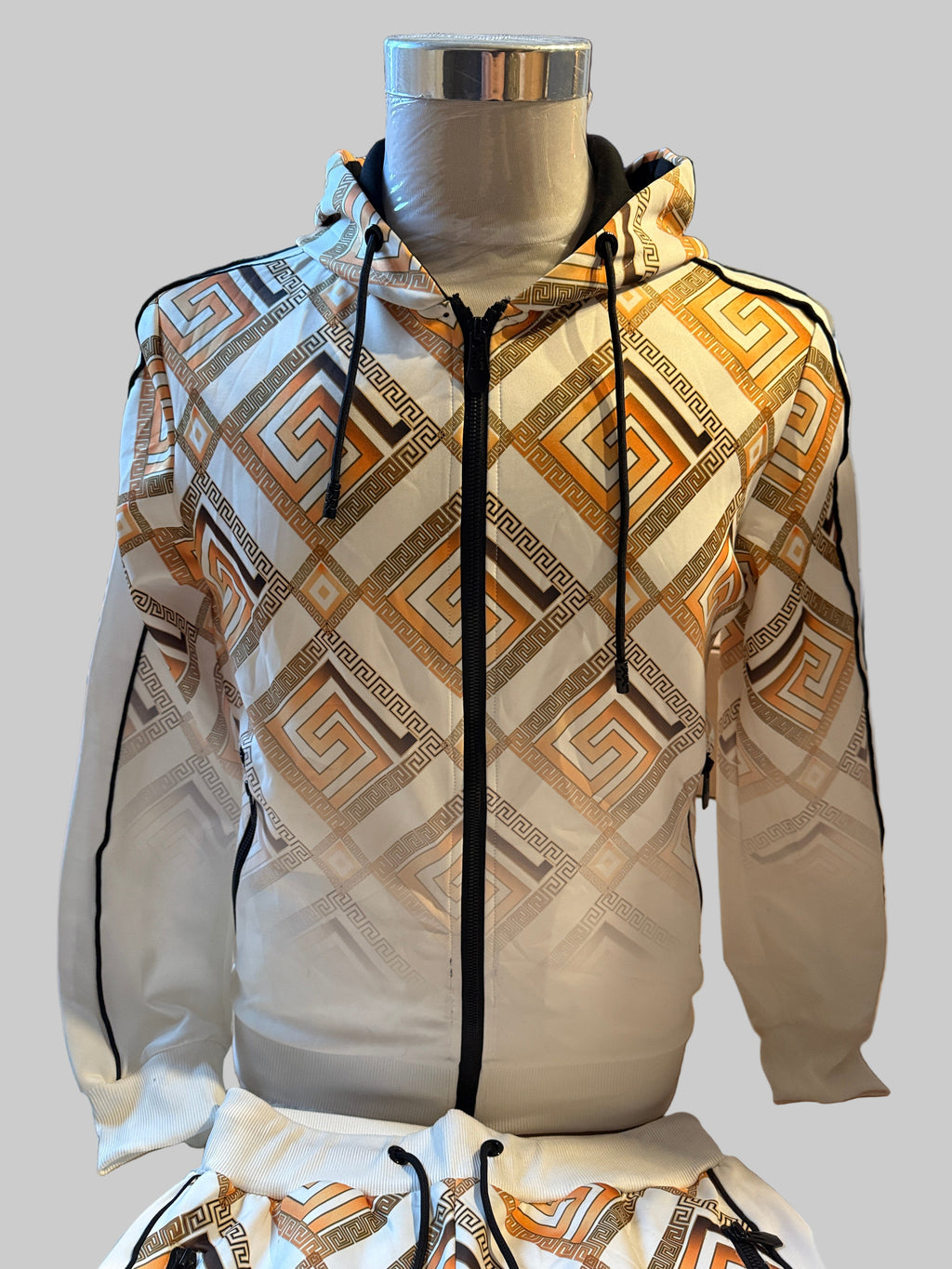 Herren Trainingsanzug – White & Gold Imperial Pattern