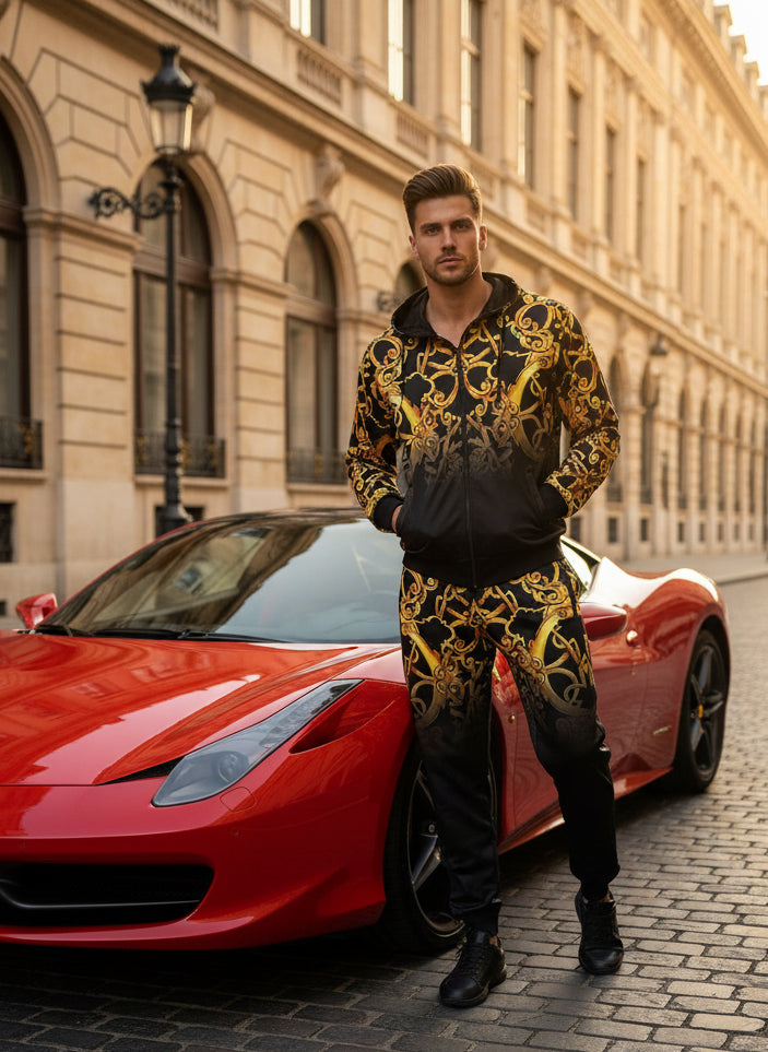 Herren Trainingsanzug – Black & Gold Royal Baroque