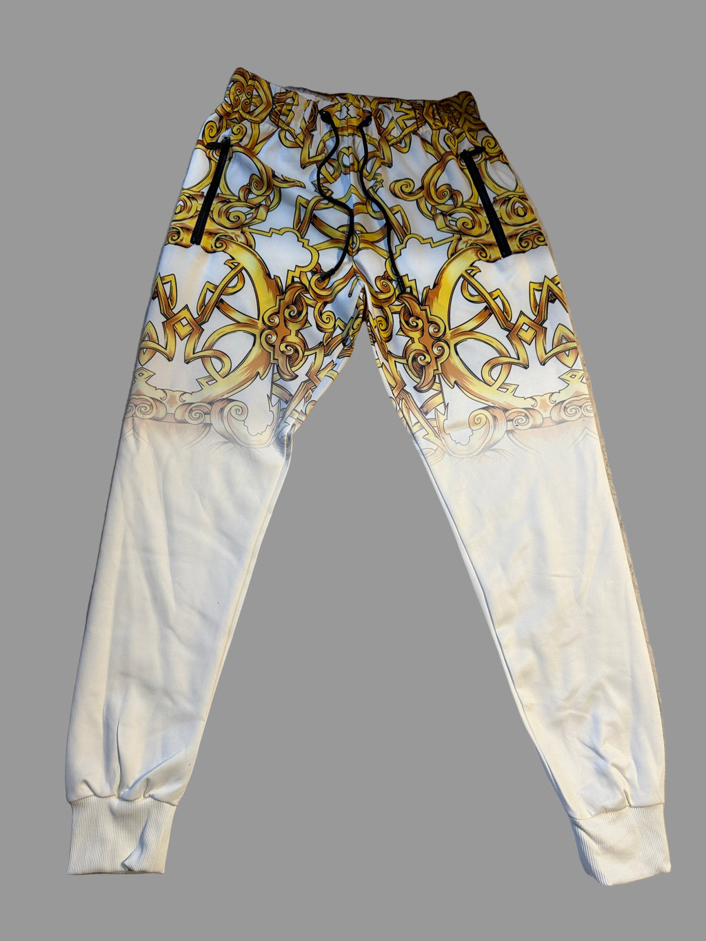 Herren Luxus-Trainingsanzug – Weiß/Gold Baroque Style