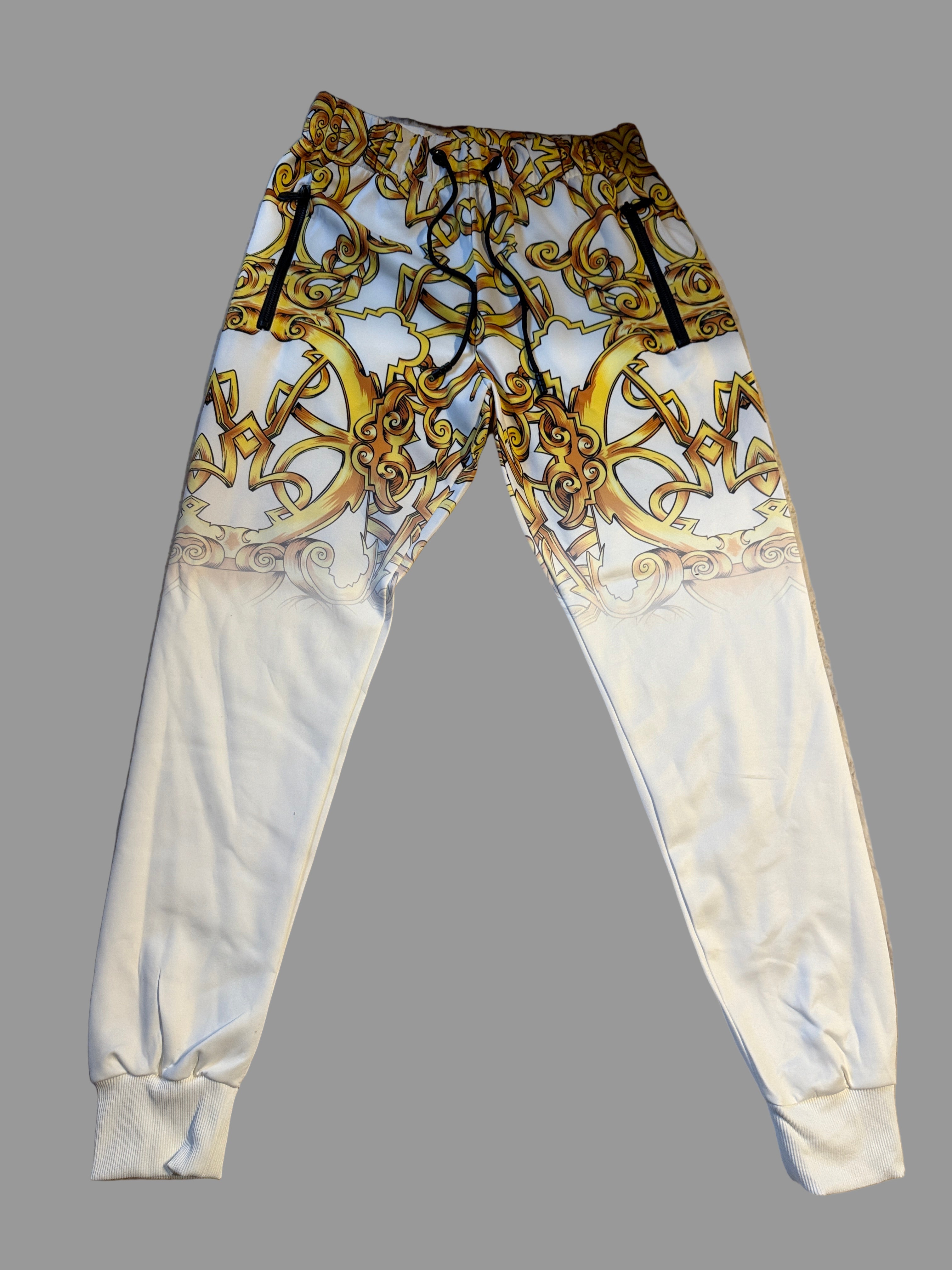 Herren Luxus-Trainingsanzug – Weiß/Gold Baroque Style