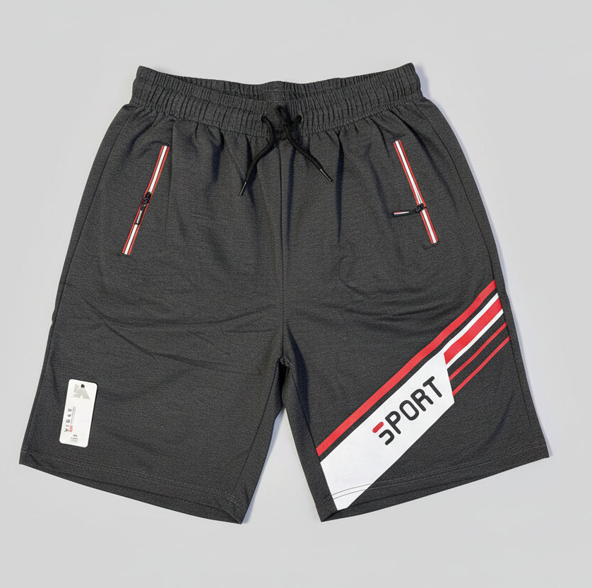 V.I.MAN Herren Shorts mit SPORT-Print – Dunkelgrau