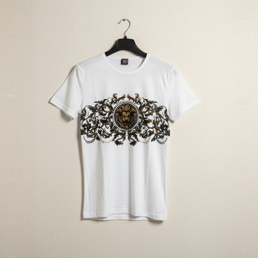 Herren T-Shirt mit Löwenmotiv – Weiß