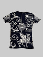 Herren T-Shirt mit Löwenmotiv – Blau (Front & Rücken bedruckt)