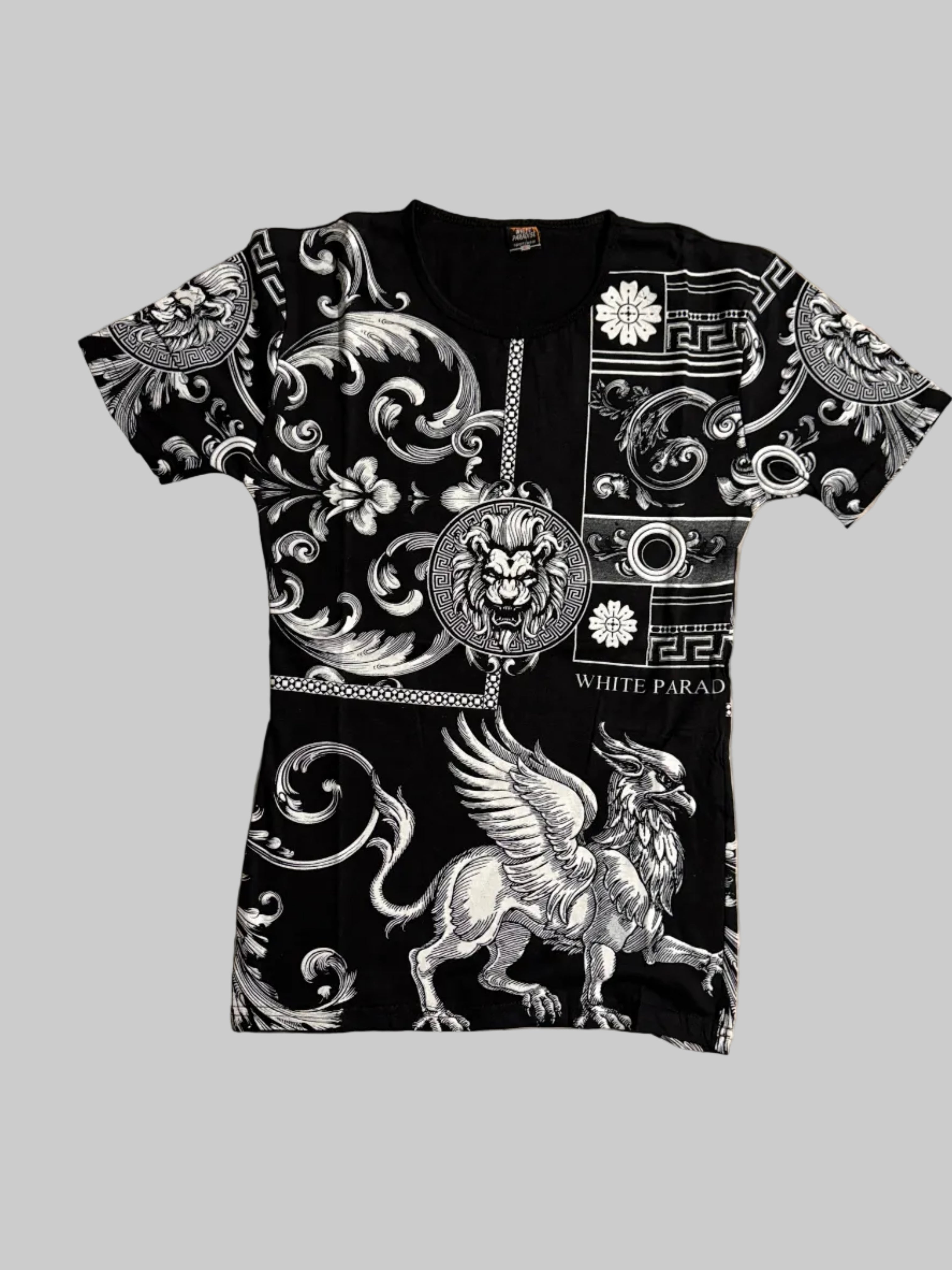 Herren T-Shirt mit Löwenmotiv – Schwarz (Front & Rücken bedruckt)