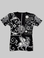 Herren T-Shirt mit Löwenmotiv – Schwarz (Front & Rücken bedruckt)