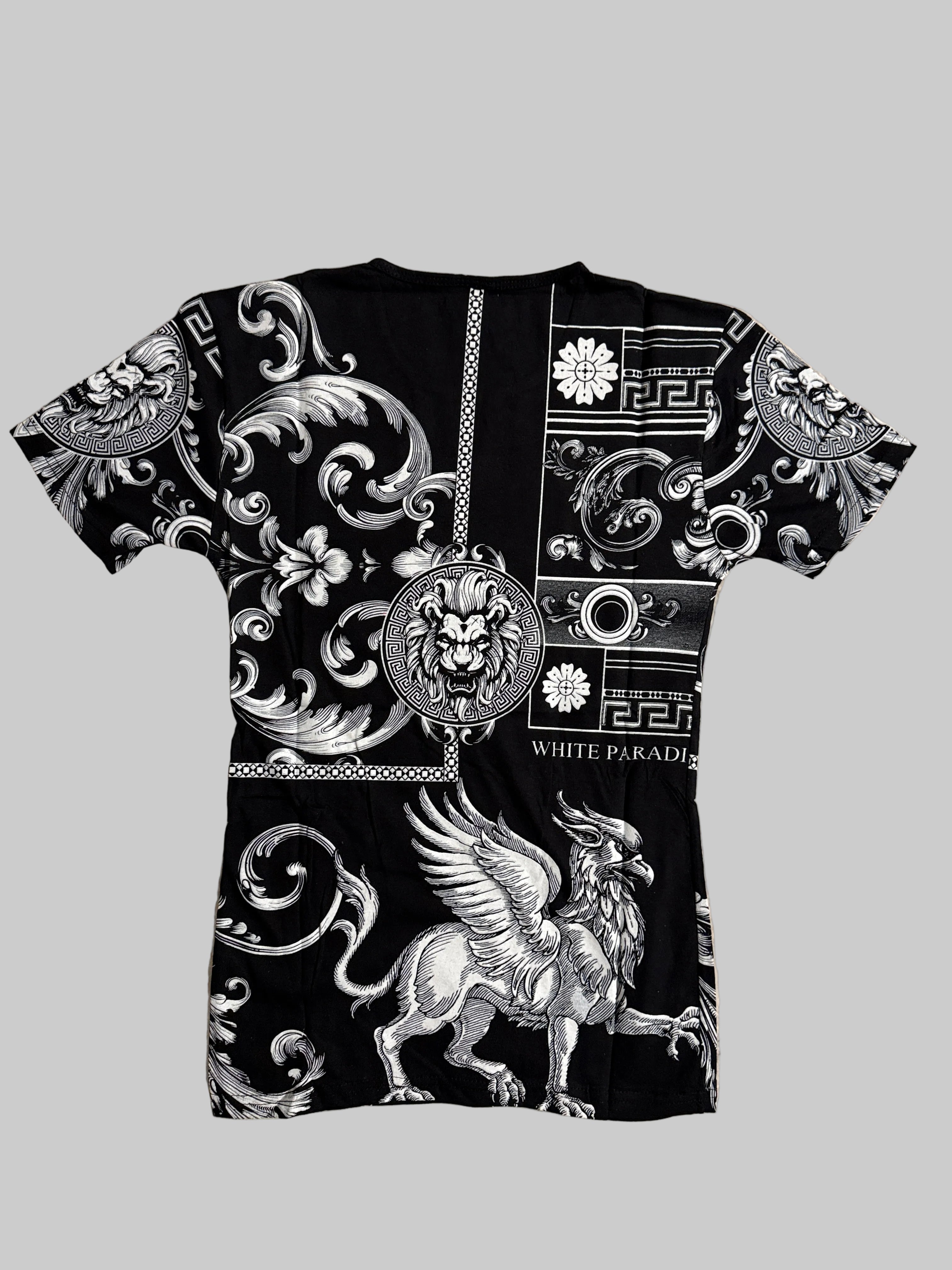 Herren T-Shirt mit Löwenmotiv – Schwarz (Front & Rücken bedruckt)