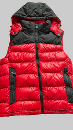 Herren warme Steppweste mit Kapuze – Rot/Schwarz