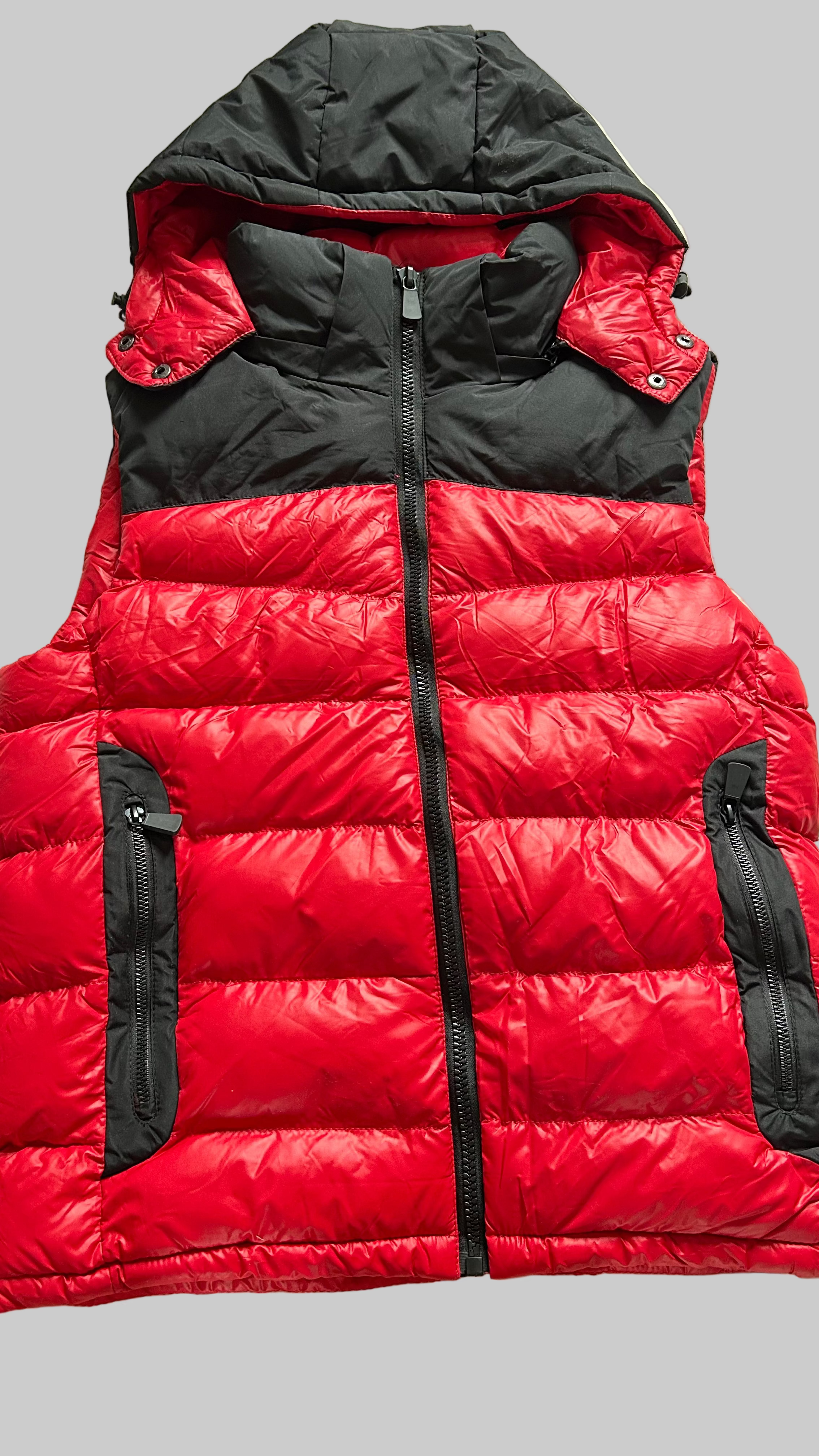 Herren warme Steppweste mit Kapuze – Rot/Schwarz