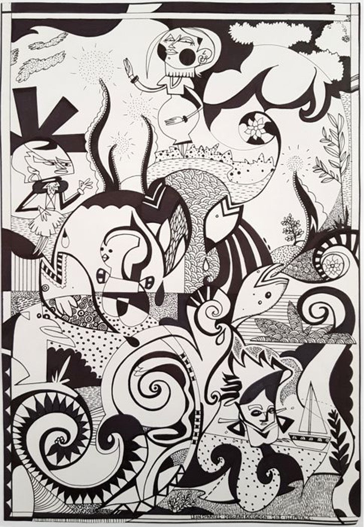 Original Illustration – Leon Sparkes & Deborah Brogden „Oxygen“ – 41,5×28,5 cm