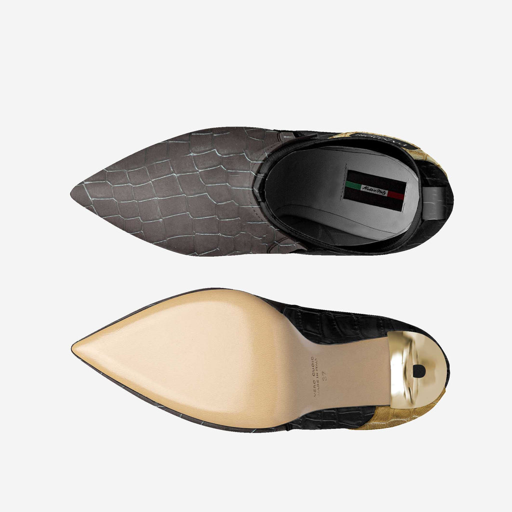 Pandorf Milano™ – I003 Crocodile Gold High-Heel Sock Boot