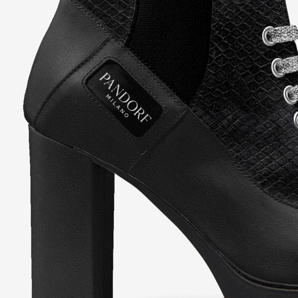 Pandorf Milano™ – Black Python High-Heel Boot (Limited Edition)