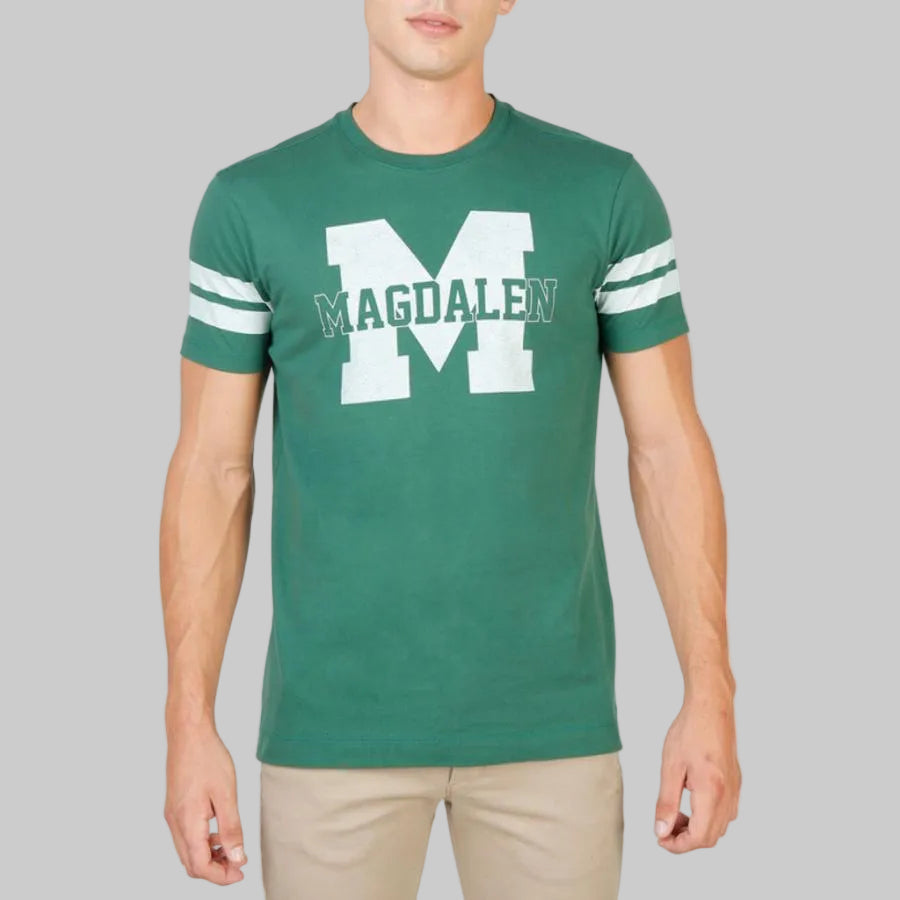 Herren T-Shirt Oxford University – MAGDALEN, Grün mit Streifen