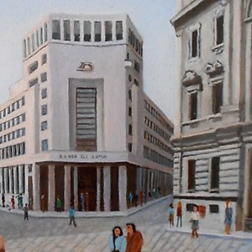 Original Ölgemälde – Orfeo Isolani „Piazza Meda a Milano“ 30×40cm Hauptbild