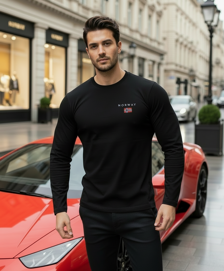 Herren-Pullover mit gesticktem NORWAY-Logo