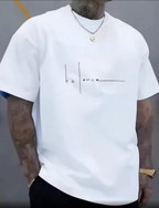 Herren T-Shirt Weiß – 100% Baumwolle – Gesticktes Minimal Line Logo