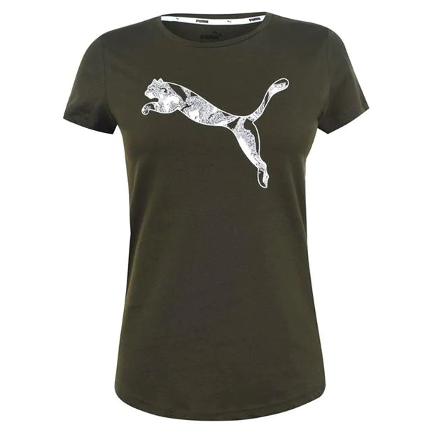 Damen T-Shirt PUMA – Olivgrün mit Logo-Print