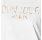 Damen T-Shirt „Bonjour Paris“ – Weiß mit Gold-Print