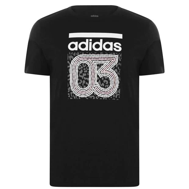 Damen T-Shirt adidas – Schwarz mit „03“ Graphic-Print