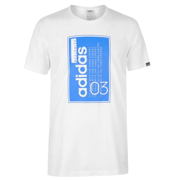 Herren T-Shirt adidas – Weiß mit blauem Print