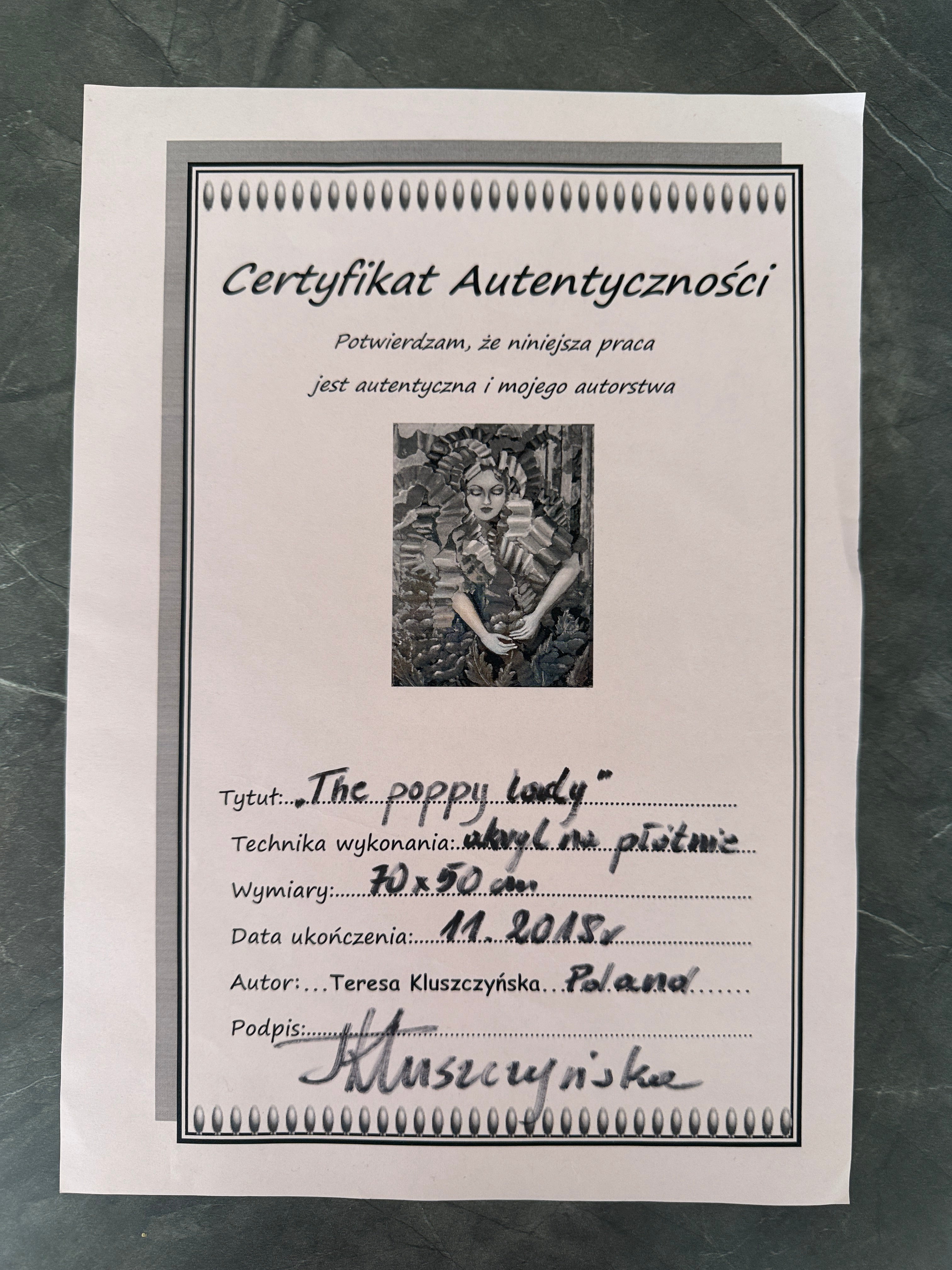 Original Ölgemälde – „The Poppy Lady“ – Teresa Kluszczyńska – 70×50 cm