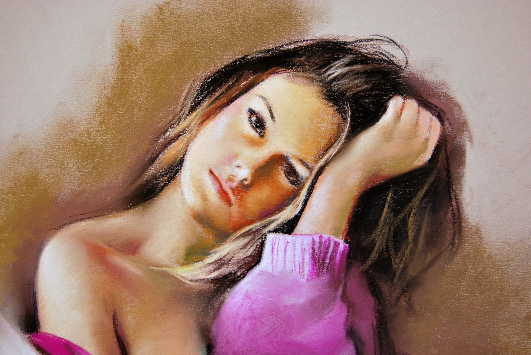 Original Pastellwerk – Domingo Alvarez „Mujer Pensativa“ – 50×40 cm Zweitbild