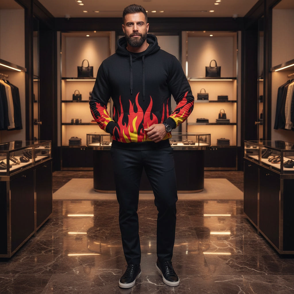 Herren Sweatshirt mit Kapuze (Swarz)