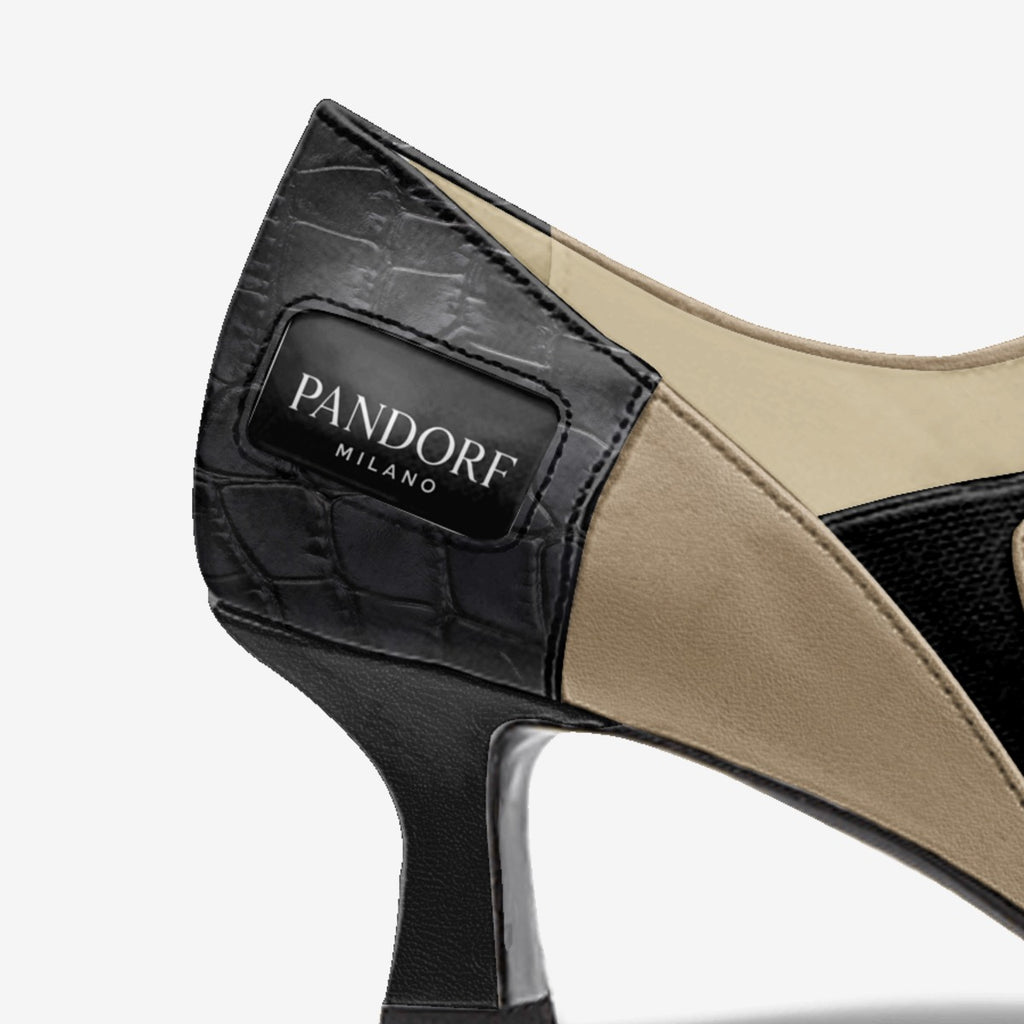 Pandorf Milano™ – Fashion Low Heel – Limited Series Crocodile Leather Cut-Out