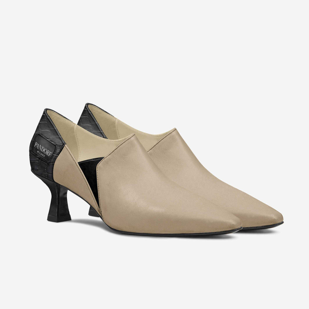 Pandorf Milano™ – Fashion Low Heel – Limited Series Crocodile Leather Cut-Out