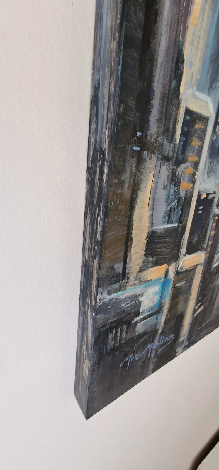 Original Ölbild auf Holzplatte – Muz Martínez „Wake Up New York“ – 80×85 cm