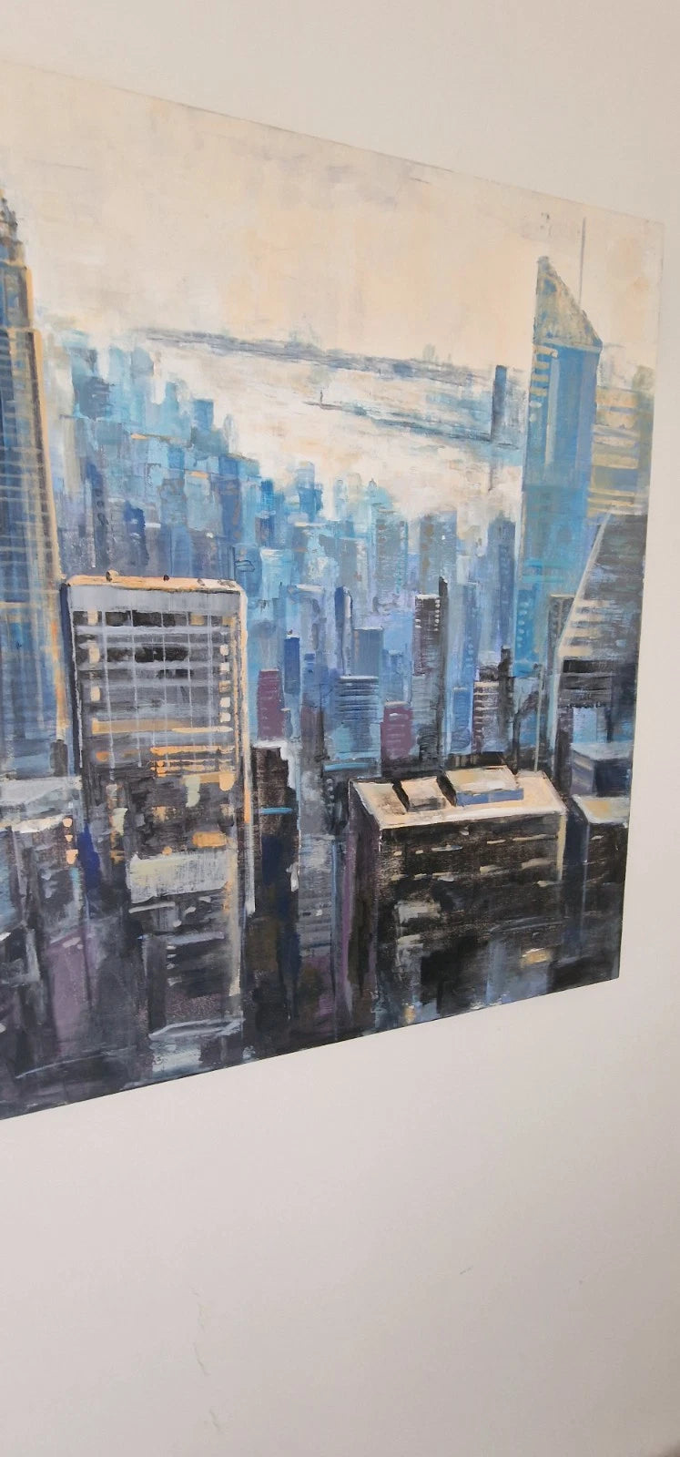 Original Ölbild auf Holzplatte – Muz Martínez „Wake Up New York“ – 80×85 cm