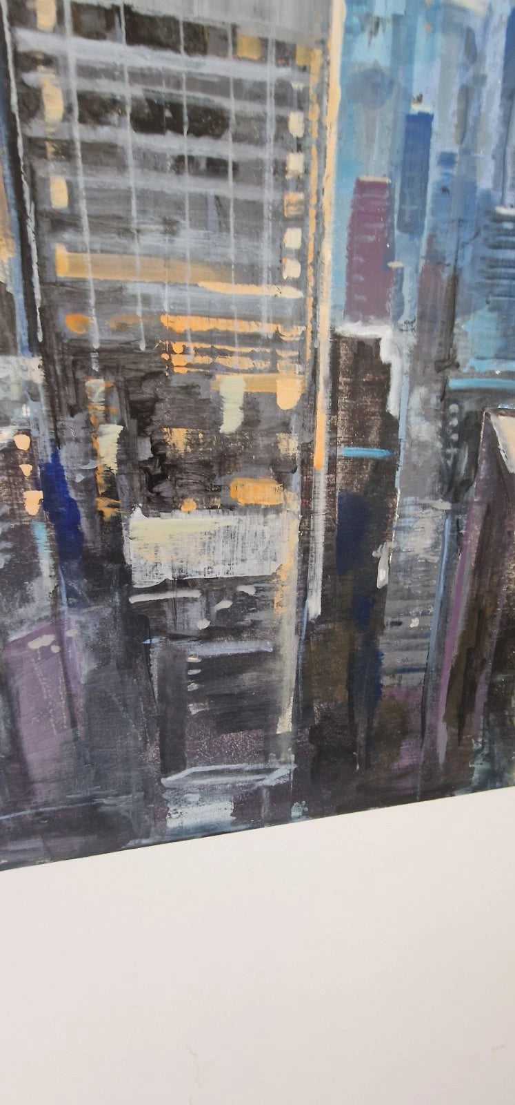 Original Ölbild auf Holzplatte – Muz Martínez „Wake Up New York“ – 80×85 cm