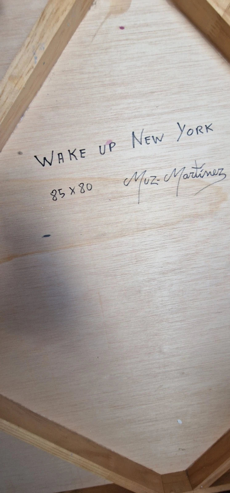 Original Ölbild auf Holzplatte – Muz Martínez „Wake Up New York“ – 80×85 cm
