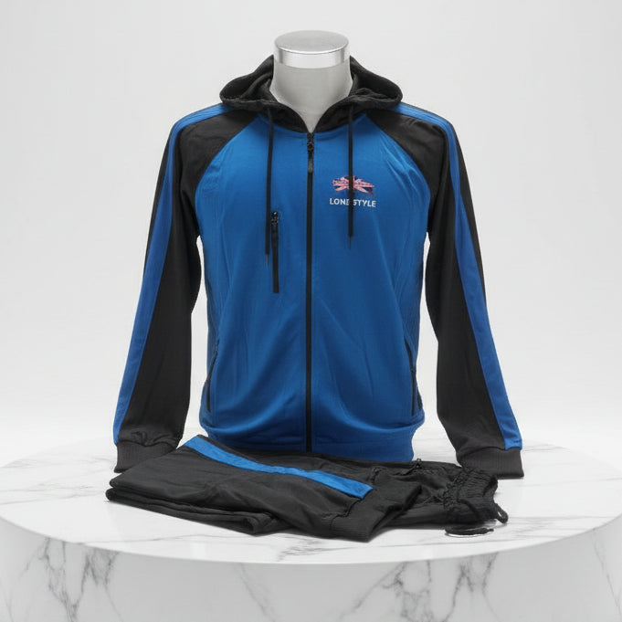 Herren Trainingsanzug LondStyle – Blau/Schwarz mit Kapuze