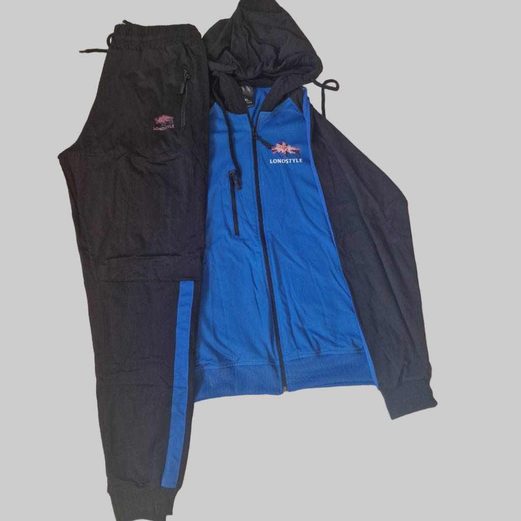 Herren Trainingsanzug LondStyle – Blau/Schwarz mit Kapuze